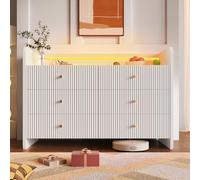 boorbin Credenza, comò con illuminazione a LED e 6 cassetti, design ondulato, moderno per soggiorno e camera da letto, 120 x 40 x 75 cm, bianco (120 x 40 x 75 cm)