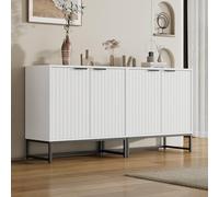 boorbin Credenza moderna con 2 ante a forma di vuoto, armadietto con manici in metallo e gambe del telaio, adatto per soggiorno, corridoio e sala da pranzo (160 x 40 x 80 cm)