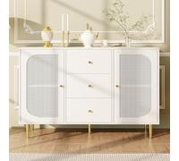 boorbin Credenza, porta a ratto in PE con cassetto, armadio in legno indipendente, cucina, casa, soggiorno (bianco, 120 x 40 x 90 cm)
