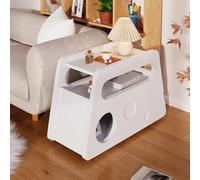 boorbin Credenza, tavolino moderno con ruote, design sicuro e arrotondato, portatile, salvaspazio, ideale per soggiorno e camera da letto (81 x 33 x 51,5 cm) (bianco)