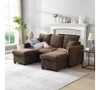 boorbin Divano angolare multifunzionale a forma di U a 3 posti con funzione di stoccaggio, con cassetti e sgabello con vano portaoggetti, set di divani modulare smontabile con funzione di sonno
