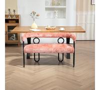 boorbin Divano doppio paio, schienale arrotondato, comodo e moderno, in ciniglia beige, forma unica, per soggiorno, camera da letto, ufficio, soggiorno, bagno, guardaroba (rosa)