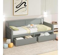 boorbin Divano letto 90 x 200, letto singolo con due ripiani, struttura in legno massello, letto per ragazzi (grigio)