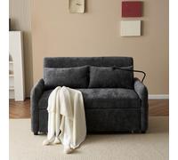 boorbin Divano letto doppio pieghevole, divano multifunzione con funzione sleep, schienale regolabile, porta cellulare, porta USB, adatto per soggiorno, camera da letto, appartamento home theater
