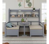 boorbin Divano letto multifunzionale in legno massello 200 x 90 cm, 2 in 1 per letto e scrivania, liberamente trasformabile, con libreria per la conservazione, con comodo cuscino, letto singolo in