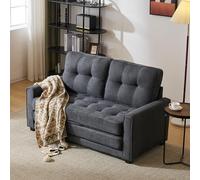 boorbin Divano per 2 persone, divano con funzione sonno, design moderno, mobili imbottiti, divano letto, divano letto, divano con tasche laterali, divano imbottito (grigio scuro)