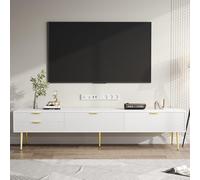 boorbin Elegante mobile TV lowboard con cassetti e ante mobili da soggiorno. Design moderno. Maniglie e gambe dorate (175 x 35 x 40 cm)