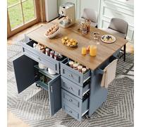 boorbin Isola della cucina (110 × 45 - 75 × 92 cm), moderna mobili da cucina, mobile da cucina, carrello da portata rimovibile, carrello da pranzo con motivo vintage, armadio a buffet, tavolo da