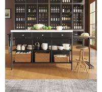boorbin Isola della cucina, piano in marmo artificiale allungabile industriale con 3 cassetti, mobili multifunzione da cucina e sala da pranzo, mensola da cucina, carrello da cucina, credenza (1 isola