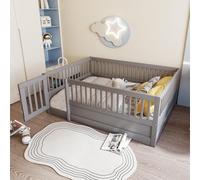 boorbin Lettino 140 x 200 cm, struttura in legno con griglia e porta (grigio)