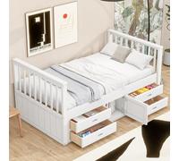 boorbin Lettino per bambini, con 4 cassetti, colore: bianco (90 x 200 cm)