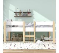 boorbin Lettino per bambini con protezione anticaduta, in legno di pino bianco e rovere (90 x 190 cm)