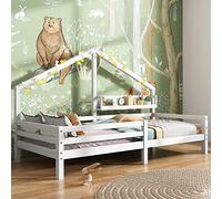 boorbin Lettino per bambini con ripiano portaoggetti a forma di camino, 90 x 200 cm, bianco