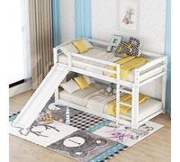 boorbin Letto a castello per bambini e ragazzi, culla con scivolo, telaio in legno massiccio, montaggio semplice, 90 x 200 cm (bianco)