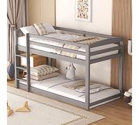 boorbin Letto a castello per bambini e ragazzi, lettino per bambini, telaio in pino massiccio, facile da montare, 90 x 200 cm (grigio)