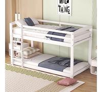 boorbin Letto a castello per bambini e ragazzi, letto per bambini, telaio in pino massiccio, facile da montare, 90 x 200 cm (bianco)