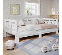 boorbin Letto da giorno allungabile, in pino massiccio, con 2 posti letto e rete a forma di cuore, colore: bianco (90 x 200 cm)