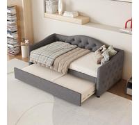 boorbin Letto giornaliero, 90 x 200 cm, con letto estraibile, divano letto, letto singolo (senza materasso), lino, stile minimalista (grigio)