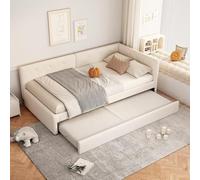boorbin Letto giornaliero 90 x 200 cm, letto singolo (senza materasso), stile minimalista (beige)