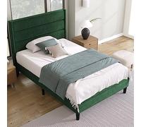boorbin Letto imbottito 90 x 200 cm, struttura letto con rete a doghe e testiera, letto matrimoniale imbottito, rivestimento in tessuto velluto, design moderno senza tempo, letto per ragazzi (verde