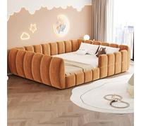 boorbin Letto imbottito per bambini, 140 x 200 cm, rivestimento in velluto, design completamente chiuso, angoli arrotondati, adatto per camera dei bambini, bambini e ragazzi (senza materasso