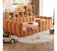boorbin Letto imbottito per bambini, 90 x 200 cm, rivestimento in velluto, design completamente chiuso, angoli arrotondati, adatto per camera dei bambini, bambini e ragazzi (senza materasso