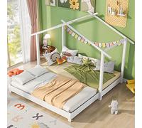 boorbin Letto in legno massello, 90/180 x 190 cm, per ragazzi e ragazze, per bambini, trasformabile, con rete a doghe, bianco