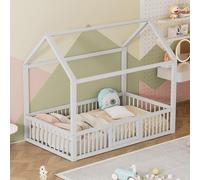 boorbin Letto in legno massello, 90 x 200 cm, matrimoniale, piano, letto a casa, letto con porta (bianco)