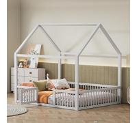 boorbin Letto matrimoniale, piano, letto a casa, letto con porta (bianco, 140 x 200 cm)