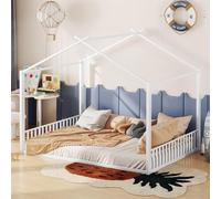 boorbin Letto piano, 140 x 200 cm, con telaio in ferro, lettino, listello, nero (bianco)