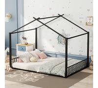 boorbin Letto piano, 140 x 200 cm, con telaio in ferro, lettino, listello, nero (nero)