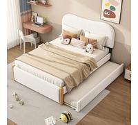 boorbin Letto piano, imbottito, con pratico letto estraibile, forma minimalista (bianco, 140 x 200 cm)