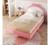 boorbin Letto piano, letto imbottito, comoda imbottitura per testiera, look rosa, elegante e semplice (rosa, 140 x 200 cm)