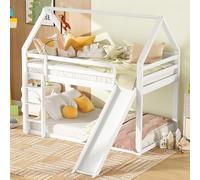 boorbin Letto singolo, letto a castello con scivolo e scala, bianco, 90 x 200 cm