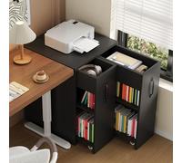 boorbin Libreria con ruote, credenza mobile con cassetto laterale estraibile, configurazione reversibile a sinistra/destra - Mobili portaoggetti per scrivania, comodino, bagno (nero)