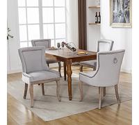 boorbin Lussuosa Sedia da Pranzo, Sedia da Cucina Soggiorno, Sedia Imbottita con Testa Inchiodata, Gambe in Legno Massello, Rivestimento in Velluto, Grigio (4)