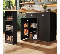 boorbin Mangiabile girevole a 360°, semplice e moderno, multifunzionale, per camera da letto, soggiorno, sala da pranzo, credenza girevole con 2 cassetti, 2 ante (nero-1)