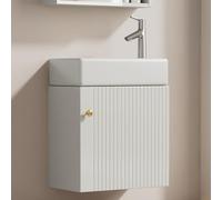 boorbin Mobile da bagno con mobiletto per lavabo, 46 cm, mobiletto da appendere, piccolo mobile per il bagno degli ospiti (bianco)