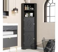 boorbin Mobile da bagno, mobile angolare con due ripiani, scomparto aperto con ripiano regolabile, 36,5 x 36,5 x 155 cm (nero)