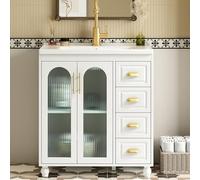boorbin Mobile da bagno singolo con base 80 cm con lavabo in ceramica, bianco