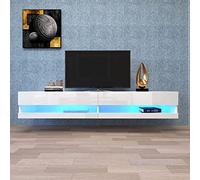 boorbin Mobile TV a LED, colore bianco, con illuminazione a LED, di alta qualità, con ampio spazio per il soggiorno, 140 x 40 x 30,5 cm, bianco