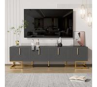 boorbin Mobile TV con porta strutturata, mobile TV con cassetti, maniglie dorate e piedini dorati (grigio-nero)