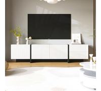 boorbin Mobile TV da 190 cm, 3 ante, 2 cassetti, piano basso TV (bianco + nero)