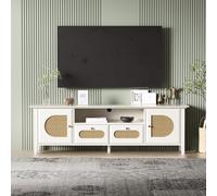 boorbin Mobile TV, dipinto e smussato, ante in rattan curvo e cassetti, con scomparti aperti (160 x 38 x 50 cm)