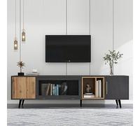 boorbin Mobile TV elegante, 200 x 40 x 55,5 cm, legno scuro, grigio e venature del legno, adatto per TV da 90 pollici