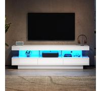 boorbin Mobile TV lucido da 160 x 38 x 50,5 cm, con 3 scomparti in vetro, illuminazione a LED, controllo app, connessione Bluetooth, per TV da 70 pollici, lucido con supporto per TV in vetro, Smart