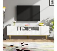 boorbin Mobile TV moderno con piedini dorati e bordo dorato (bianco e oro)
