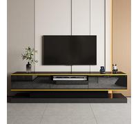 boorbin Mobile TV moderno con tre cassetti e uno scomparto aperto, lucido con luci LED che cambiano colore, 180 x 38 x 45 cm (nero)