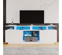 boorbin Mobile TV moderno da 1,4 m con illuminazione a LED a 16 colori, elegante armadietto, lucido (60 pollici) (bianco)