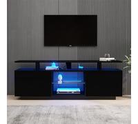 boorbin Mobile TV moderno da 1,4 m con illuminazione a LED a 16 colori, elegante armadietto, lucido (TV da 60 pollici) (nero)